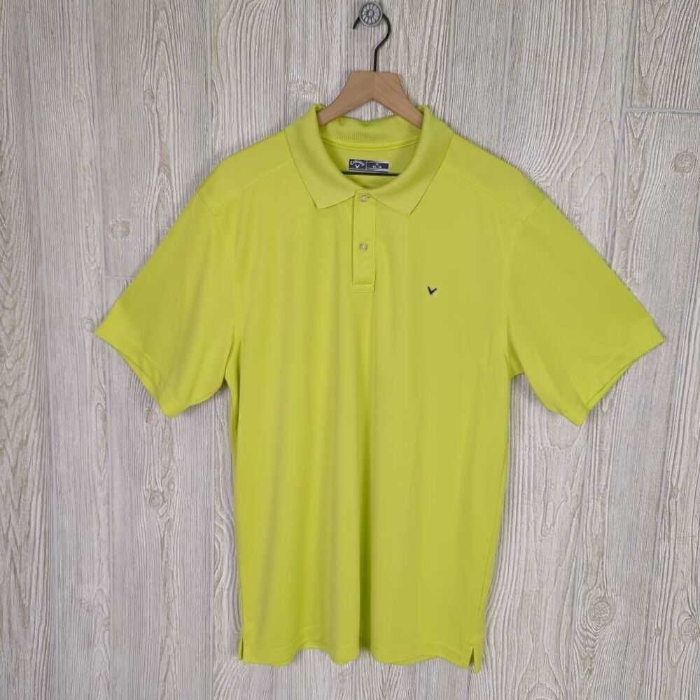 Callaway Mens Size XL Polo Golf Shirt Lime Green Short Sleeves Solid Color